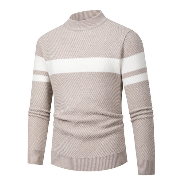 Men's Hoodless Winter Sweater Turtleneck Long Sleeve Knit Design Comfort Fit