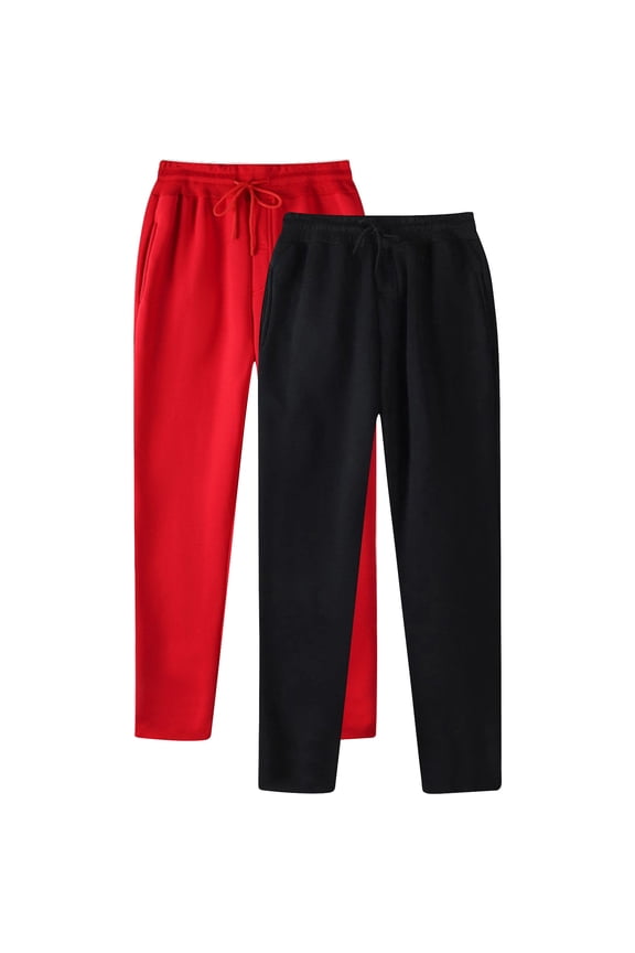 Men's Hop Casual Pants Solid Color Track Workout Joggers with Lace Up Design and Pocket Stylish Comfortable 2 Pack 2PCS