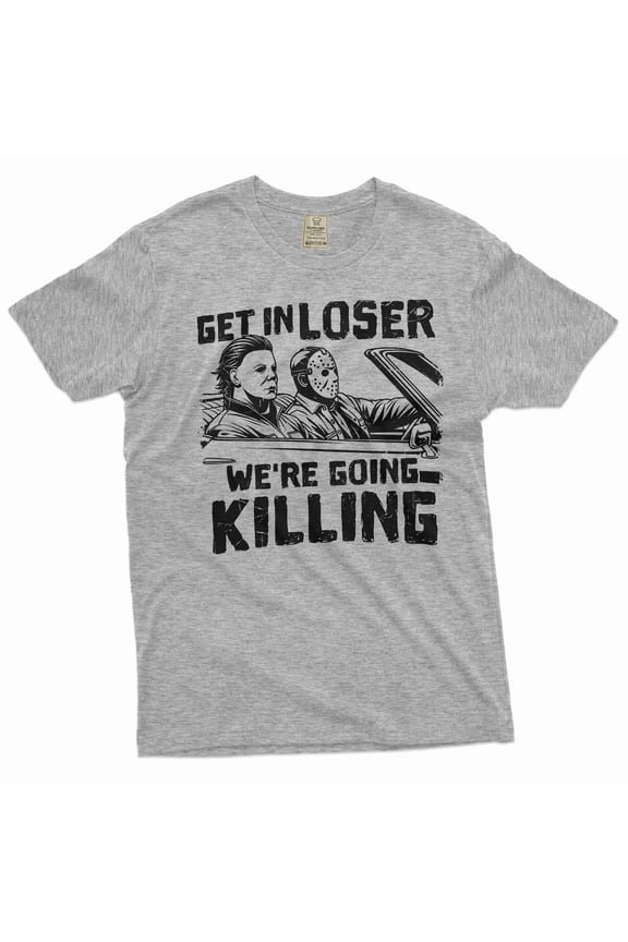 Men's Horror Movie Shirt Serial Killers T-Shirt Halloween Movie Characters Shirt Halloween Costume (Small Grey)