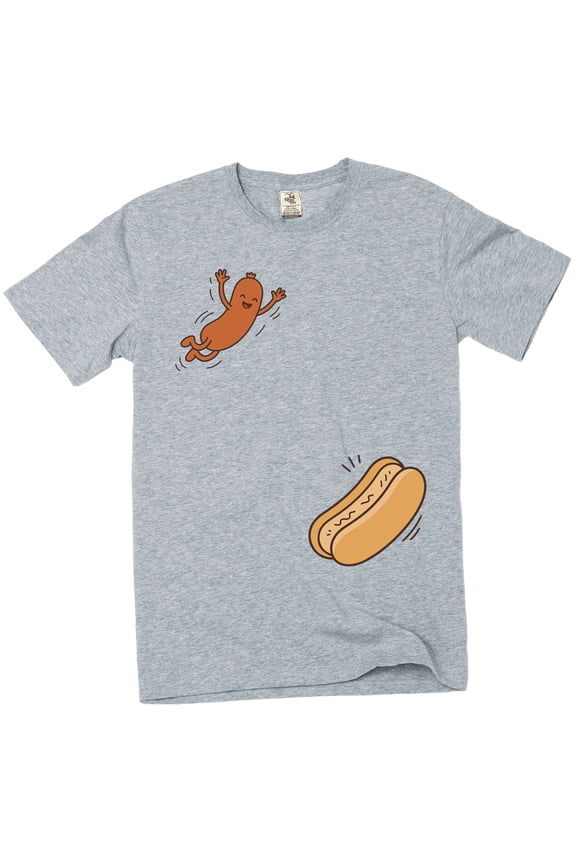 Men's Hot Dog Graphic T-Shirt fast food– Playful Sausage Print Tee (XX-Large Grey)