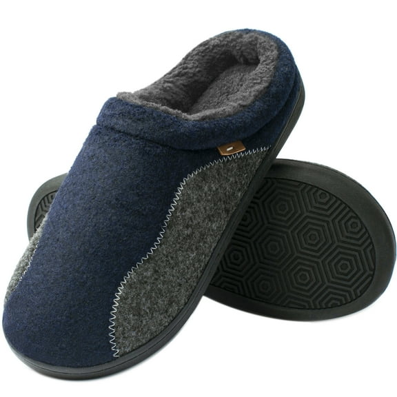 Men's House Slipper Memory Foam Slip On Bedroom Shoes Size 11-12, Navy