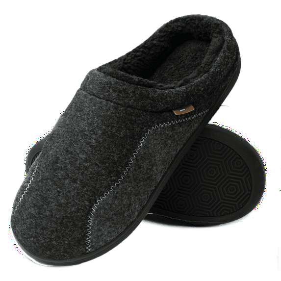 Men's House Slipper Memory Foam Slip On Bedroom Shoes Size 13-14, Black