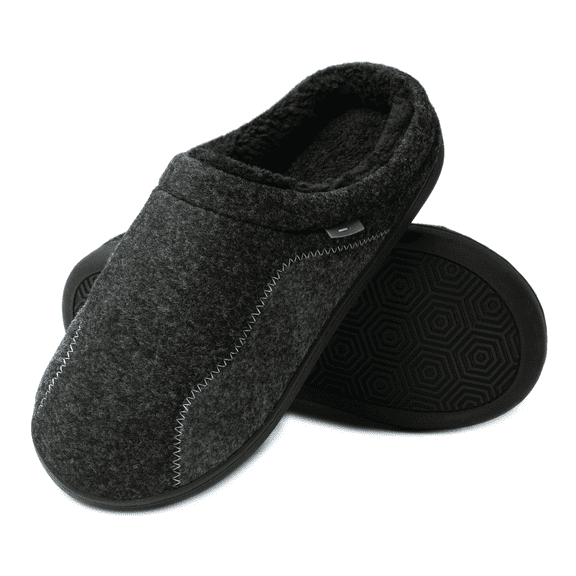 Men's House Slipper Memory Foam Slip On Bedroom Shoes Size 8-8.5, Black