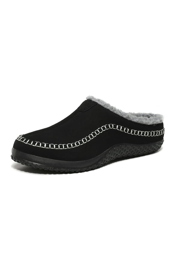 Men's House Slippers Cozy Moccassin Slippers Non-Slip Warm Suede House Shoes Soft Comfy Bedroom Slippers Men's Mules Clogs Indoor Outdoor Loafers Suede Size 6 Black 38