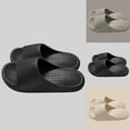 thumbnail image 1 of Men's House Slippers Non-Slip Thick Heel Open Toe Slip-on Casual Home Slippers Solid Color Bathroom Shower Shoes for Men Black 10, 1 of 5