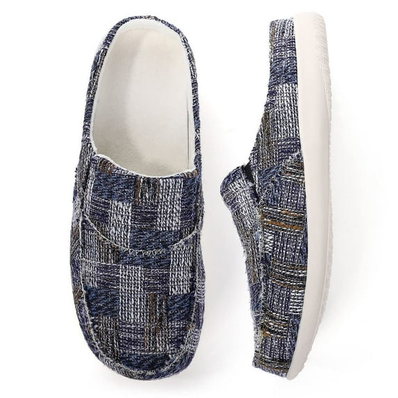 Men's House Slippers, Slippers with Arch Support , Memory Foam House Shoe for Men, Orthotic Shoes for Indoor Outdoor,Size 12,Blue Black