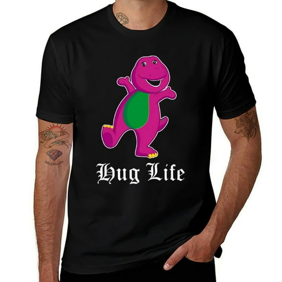 Men's Hug Life Barney Mens T Shirts Cotton Short Sleeve T-Shirt Crew Neck Tees Casual Shirt