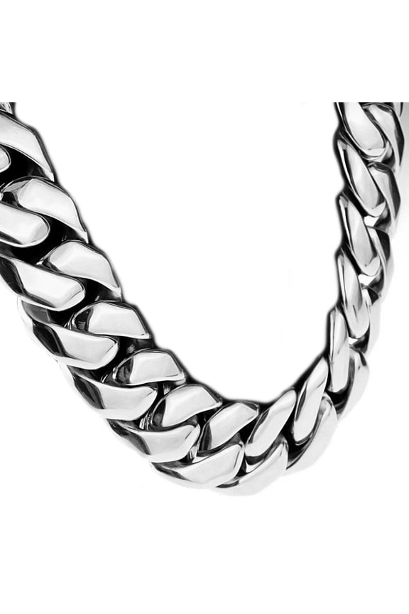 Men's Huge Hip Hop Chain Silver Heavy Cuban Link 316L Stainless Steel 25MM Thick Necklace 24" Inch