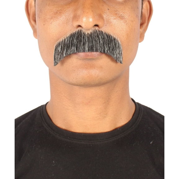 Men's Human Hair Mustache | Mix Grey Facial Hair | HPO