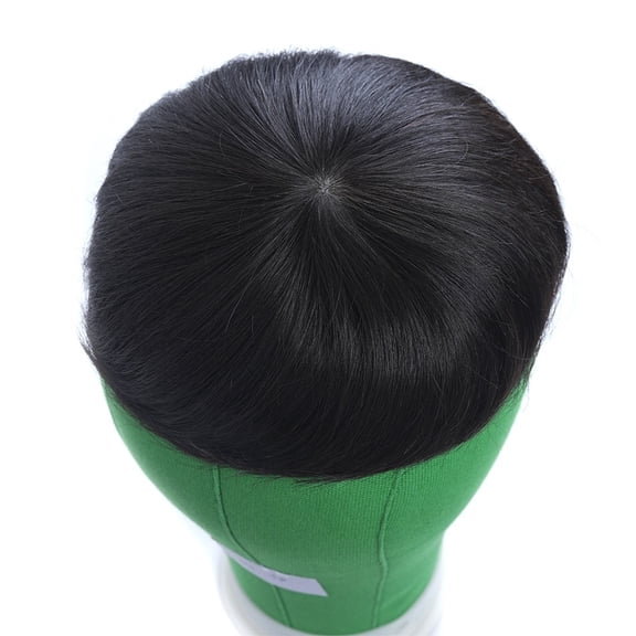 Men's Human Hair Replacement Patch - Seamless Flip-Up Wig for Bald Forehead, Breathable Short Hair Design