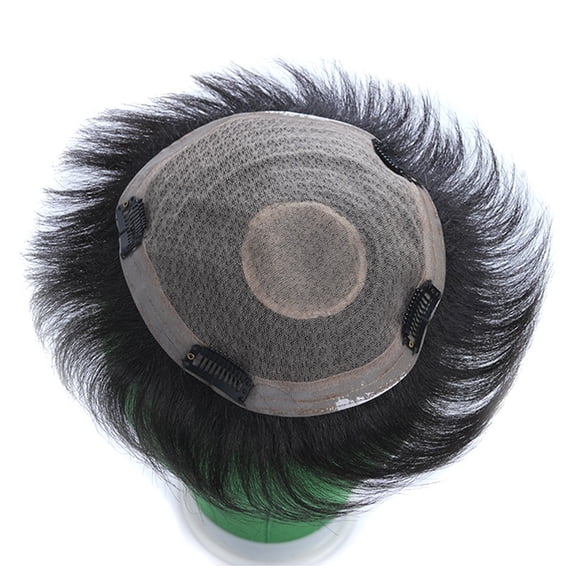 Men's Human Hair Replacement Patch for Bald Forehead - Seamless Flip-Up Wig, Short Hair, Breathable Design Breathable, lightweight