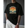 thumbnail image 1 of Men's Humorous "Bad Day To Be A Deviled Egg" Retro Sunset Food Graphic Casual T Shirt Short Sleeve Round Neck Top Black S-5XL, 1 of 5