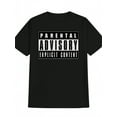 thumbnail image 1 of Men's Humorous Parental Advisory Graphic T-Shirt - Retro Black Casual Short Sleeve Tee with Bold White Text, Regular Fit Summer Top for Casual Attire & Gifts, Humorous GiftSizes, 1 of 4
