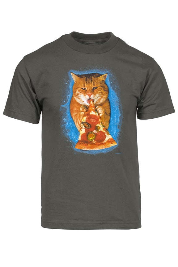 Men's Hungry Pizza Hat Short-Sleeve T-Shirt - Dark Grey - X-Large