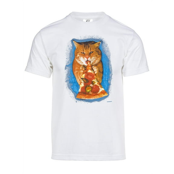 Men's Hungry Pizza Hat Short-Sleeve T-Shirt - White - Medium