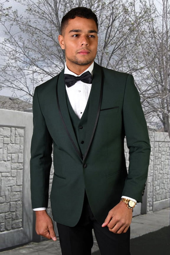 Men's  Hunter Green Satin Trim Shawl Tuxedo 44 Regular