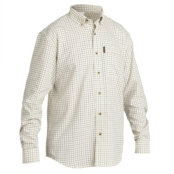 Men’s Hunting Long-sleeved Breathable Cotton Shirt – 100 checked white