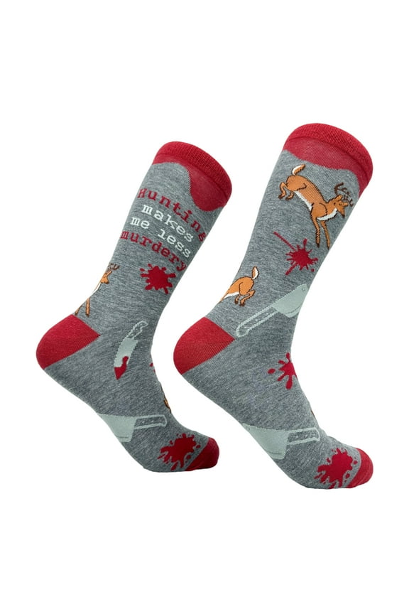 Men's Hunting Makes Me Less Murdery Socks Funny Deer Hunter Footwear