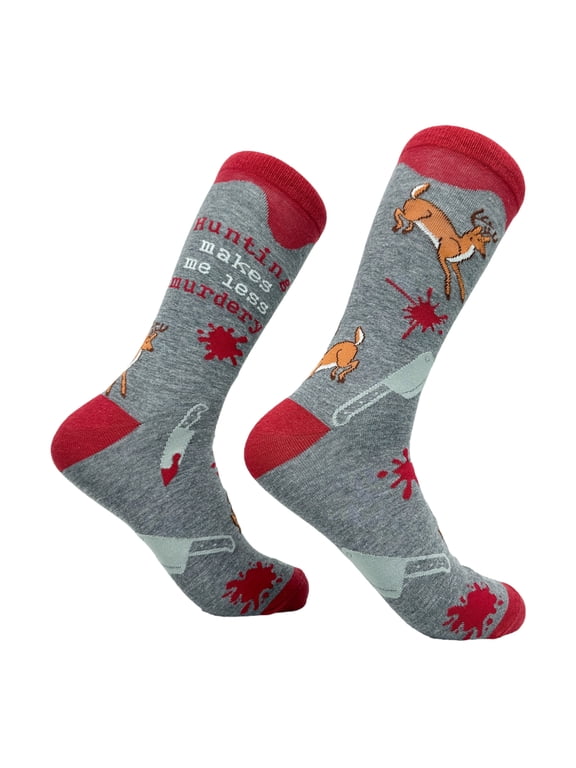 Men's Hunting Makes Me Less Murdery Socks Funny Deer Hunter Footwear