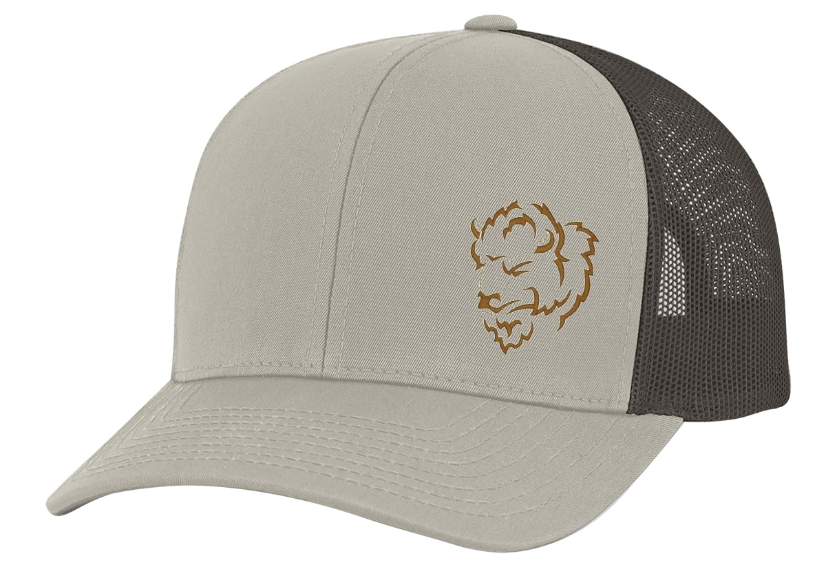 Men's Hunting Season Mesh Back Trucker Hat, Buffalo Head, Khaki/Brown
