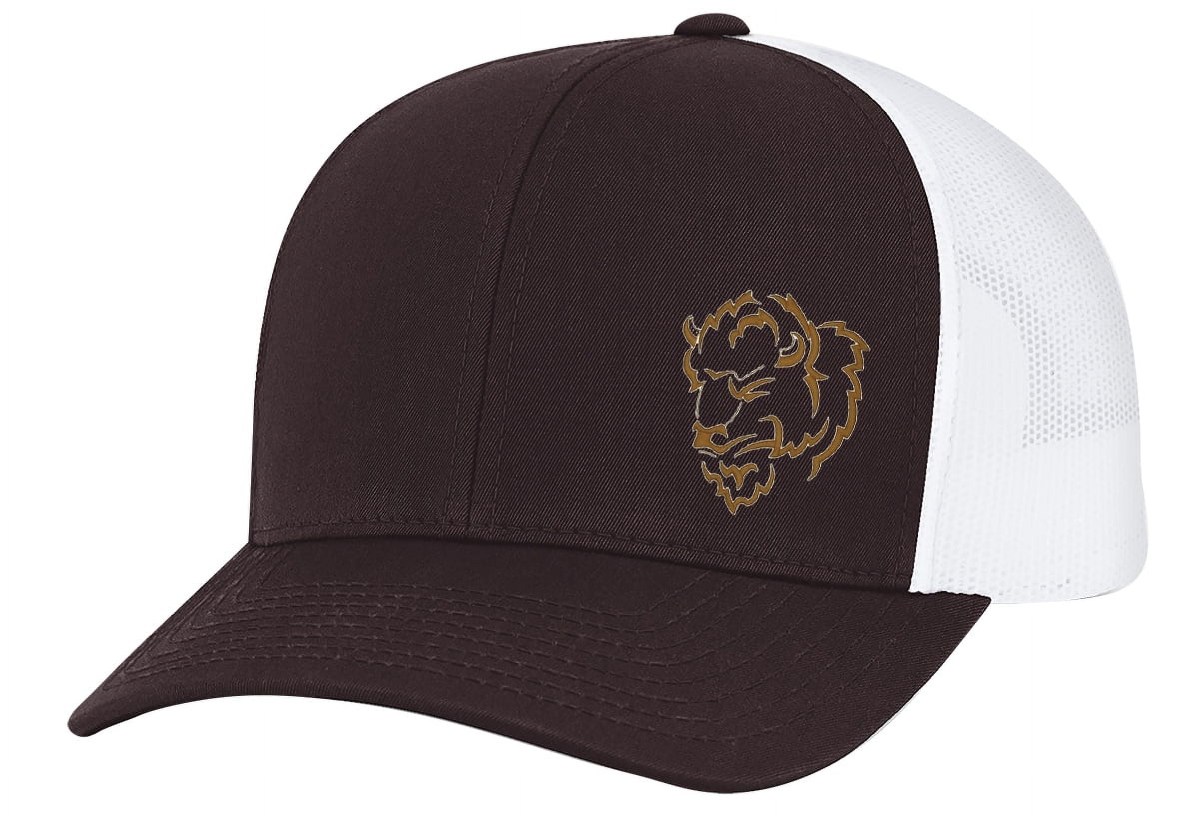 Men's Hunting Season Mesh Back Trucker Hat, Buffalo Head, Maroon/White