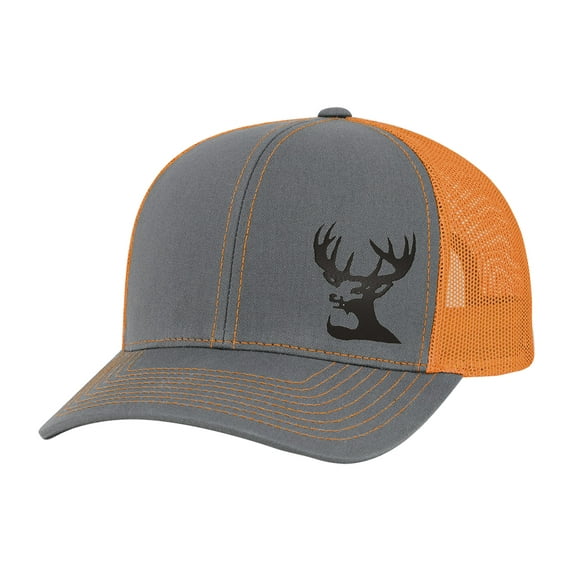 Men's Hunting Season Mesh Back Trucker Hat, Deer Antlers, Charcoal/Orange