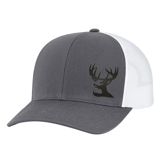 Men's Hunting Season Mesh Back Trucker Hat, Deer Antlers, Charcoal/White