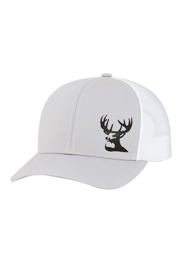 Men's Hunting Season Mesh Back Trucker Hat, Deer Antlers, Silver/White
