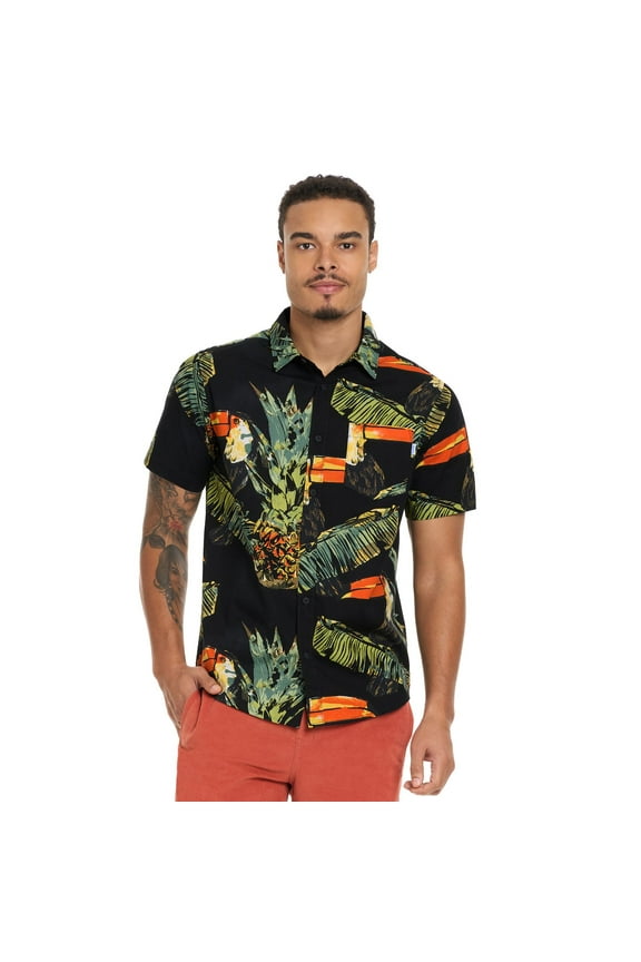 Men's Hurley Floral Woven Shirt Color: Black Toucan Size: M