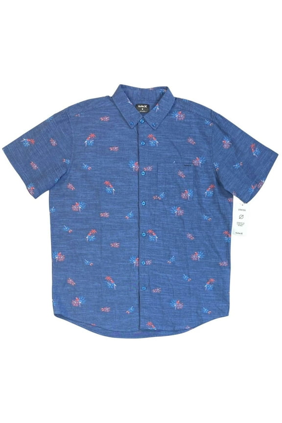 Men's Hurley OAO Stretch Print Short Sleeve Button Front Shirt