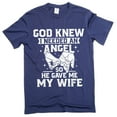 thumbnail image 1 of Men's Husband T-shirt Angel Wife Tee Husband Wife Shirts Family Cute Anniversary Marriage Tees (Small Navy Blue), 1 of 6