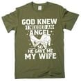 thumbnail image 1 of Men's Husband T-shirt Angel Wife Tee Husband Wife Shirts Family Cute Anniversary Marriage Tees (XX-Large Military Green), 1 of 6