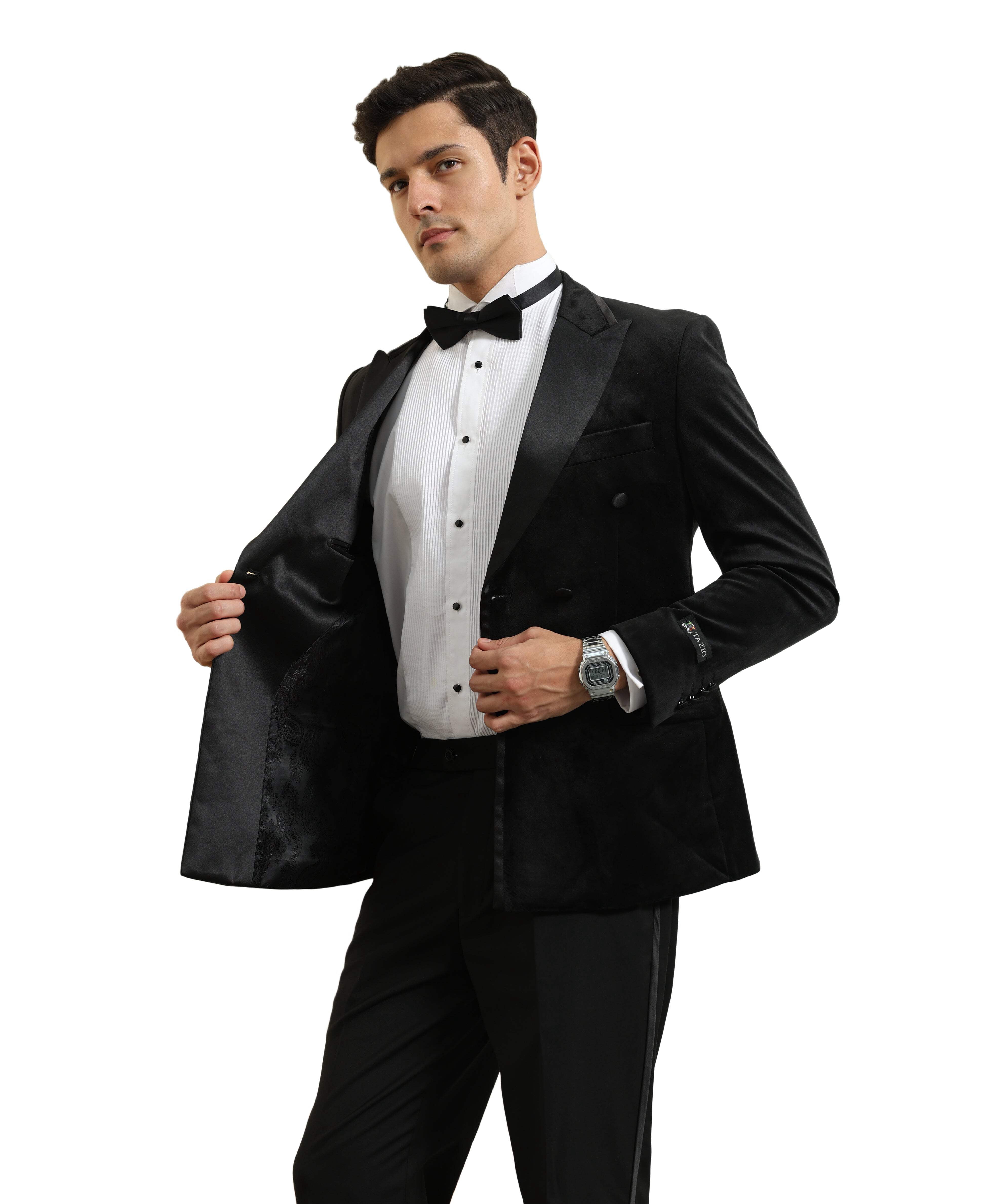 Men'S 1 Button Velvet ~ Black Trim Shawl Collar Sport Coat