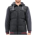 thumbnail image 1 of Men’s Hybrid Puffer Lightweight Utility Insulated Hooded Quilted Zipper Jacket (VS301 - Black, XL), 1 of 3