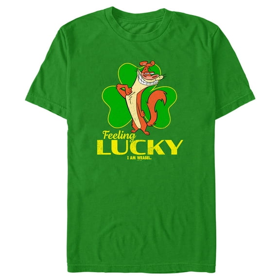 Men's I Am Weasel Feeling Lucky Graphic Tee Kelly Green 3X Large