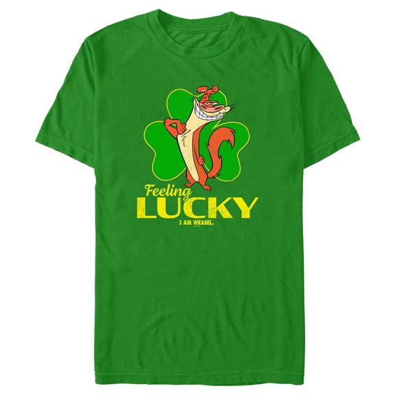 Men's I Am Weasel Feeling Lucky  Graphic Tee Kelly Green X Large