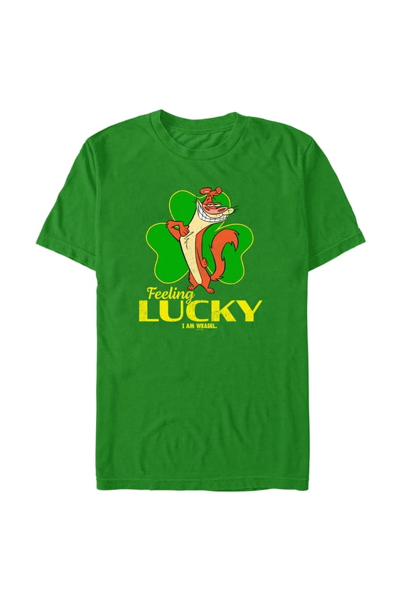 Men's I Am Weasel Feeling Lucky Graphic Tee Kelly Green X Large