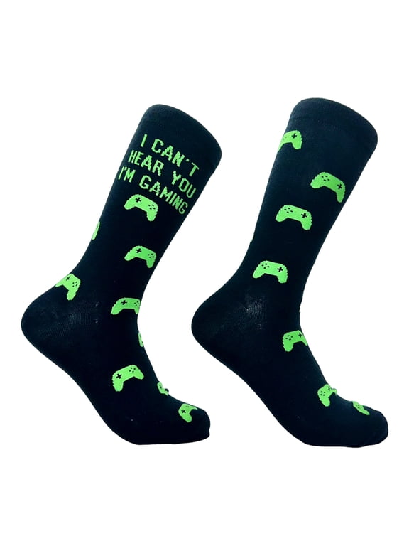 Men's I Cant Hear You Im Gaming Socks Funny Video Gamer Controller Joke Footwear