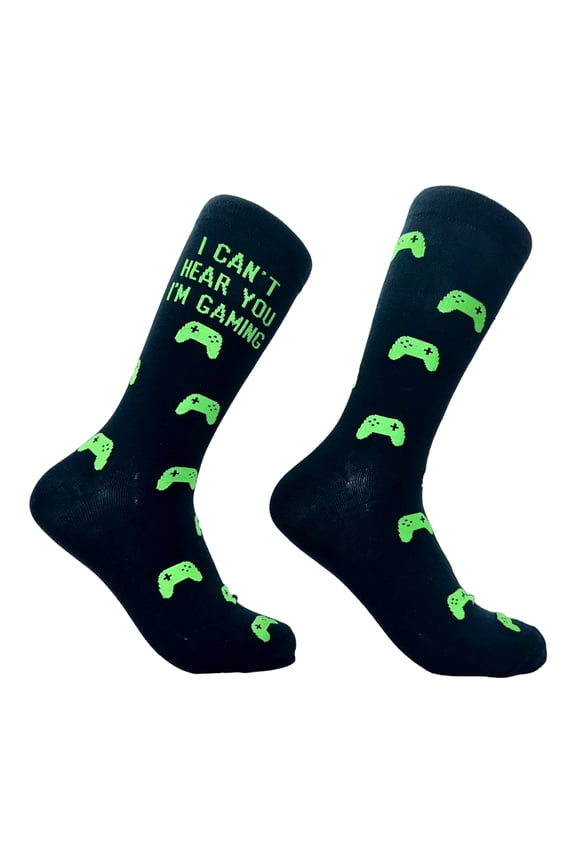 Men's I Cant Hear You Im Gaming Socks Funny Video Gamer Controller Joke Footwear