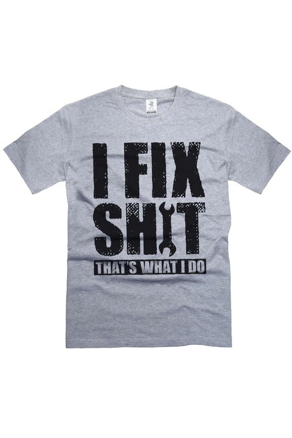 Men's I Fix Shirt Garage DIY T-Shirts Mechanic Engineer Gifts Father's Day Tee (Small Grey)