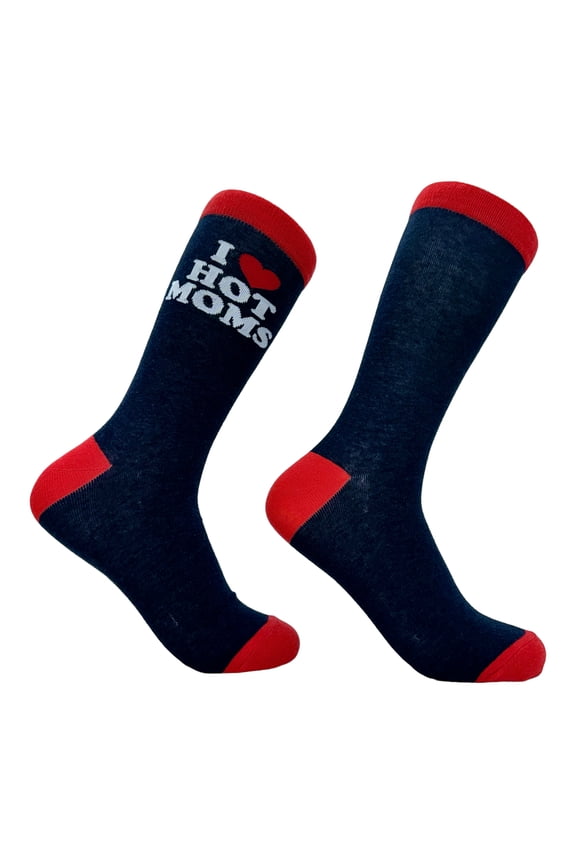 Men's I Heart Hot Moms Socks Funny Sarcastic Flirting With Mothers Joke Footwear
