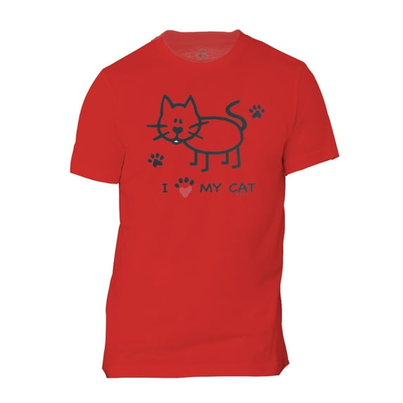 Men's I Heart My Cat Drawing Short-Sleeve T-Shirt - Red - 3X-Large