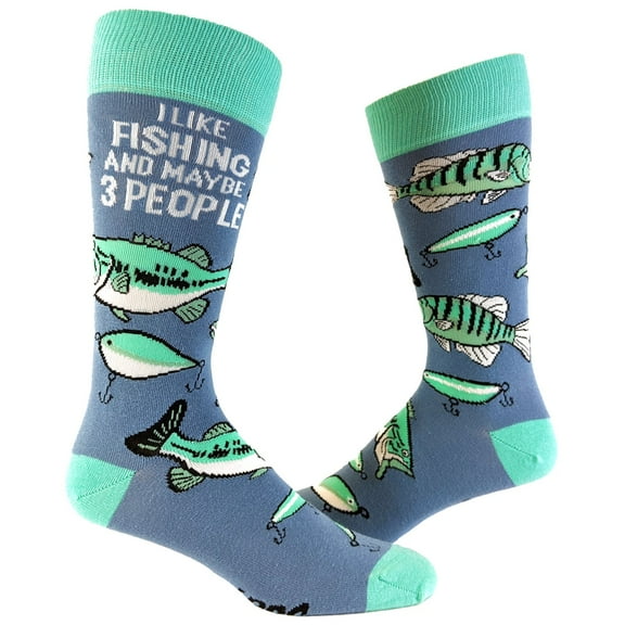 Men's I Like Fishing and Maybe 3 People Socks Funny Hunting Fathers Day Dad Footwear