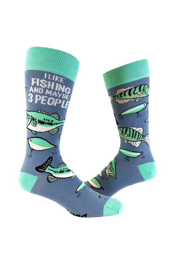 Men's I Like Fishing and Maybe 3 People Socks Funny Hunting Fathers Day Dad Footwear