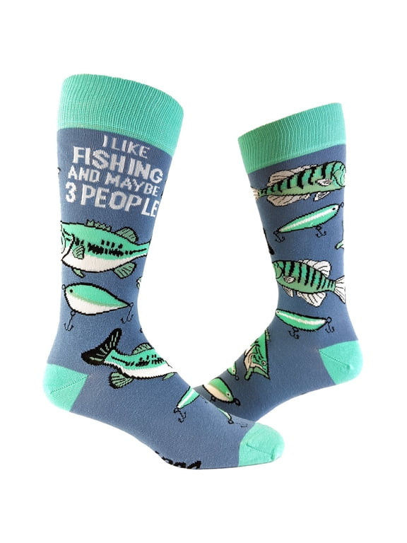 Men's I Like Fishing and Maybe 3 People Socks Funny Hunting Fathers Day Dad Footwear