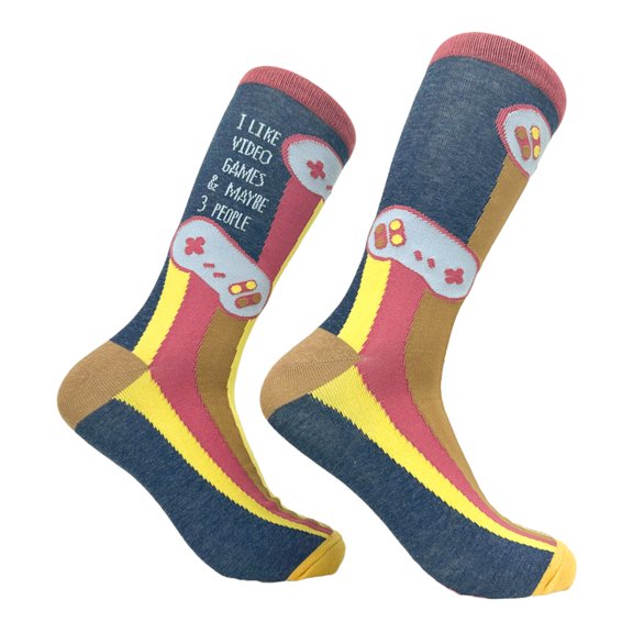 Men's I Like Video Games and Maybe 3 People Socks Funny Introverted Gaming Lovers Footwear