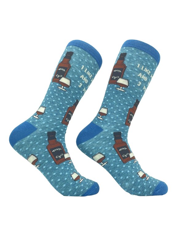 Men's I Like Whiskey and Maybe 3 People Socks Funny Liquor Cocktail Drinking Novelty Footwear