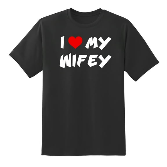 Men's I Love My Wifey Heart Short Sleeve T Shirts Black,XXL