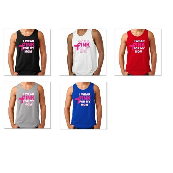 Men's I Wear Pink For My Mom Printed TANK TOP Soft and Comfy Tank Top, Lightweight Tank Top Color Black Mens Tee Tank Top Small