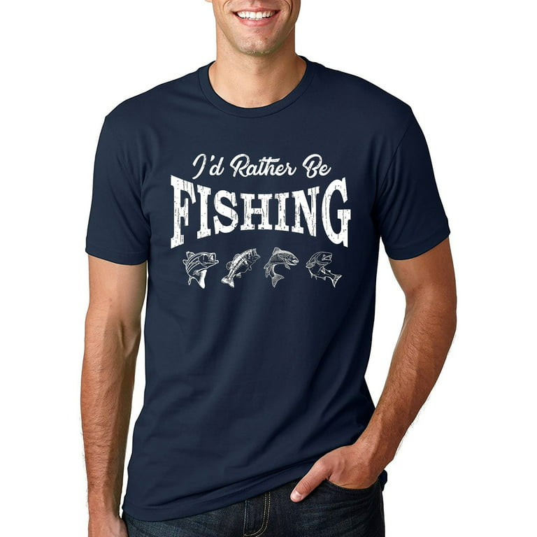 Men's I'd Rather Be Fishing Navy Blue C13 T-Shirt Medium Navy Blue